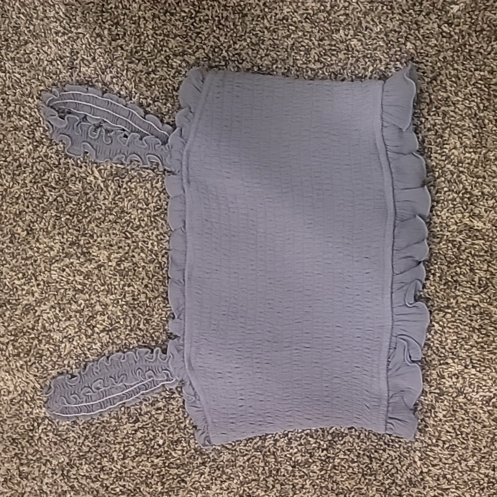 Blue Scrunch Crop Tank